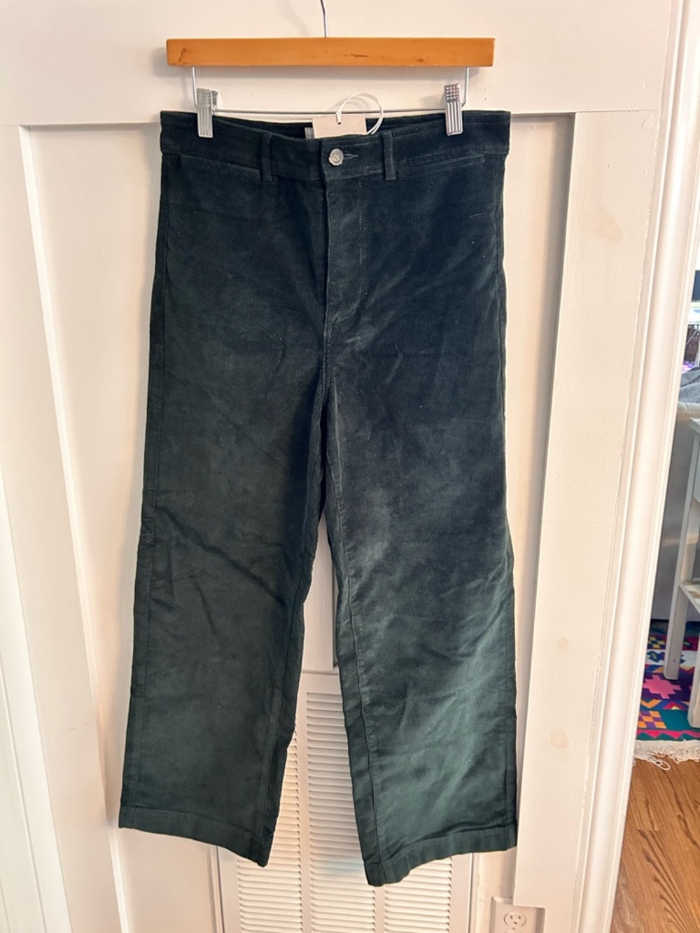Everlane baby corduroy straight dark green pants - Picture 2 of 5